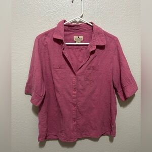 Woolrich Textured Cotton Button Down Shirt – Rouge Pink, Size Large